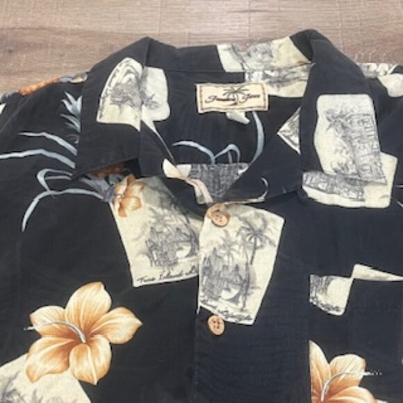 Jamaica Jaxx Silk Hawaiian Shirt Mens XL Black Button Up Short Sleeve EUC - Picture 9 of 10